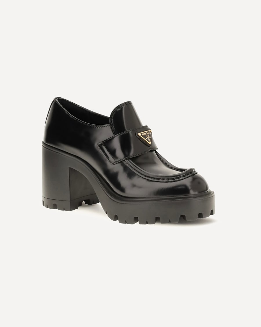 Prada Leather heeled Loafers, view 4