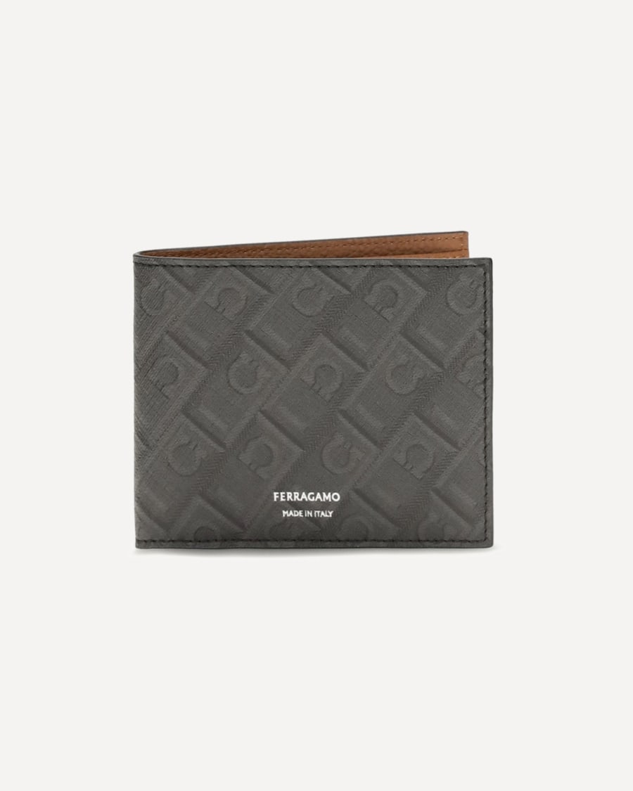 Ferragamo Leather bifold Wallet with Gancini pattern, view 3