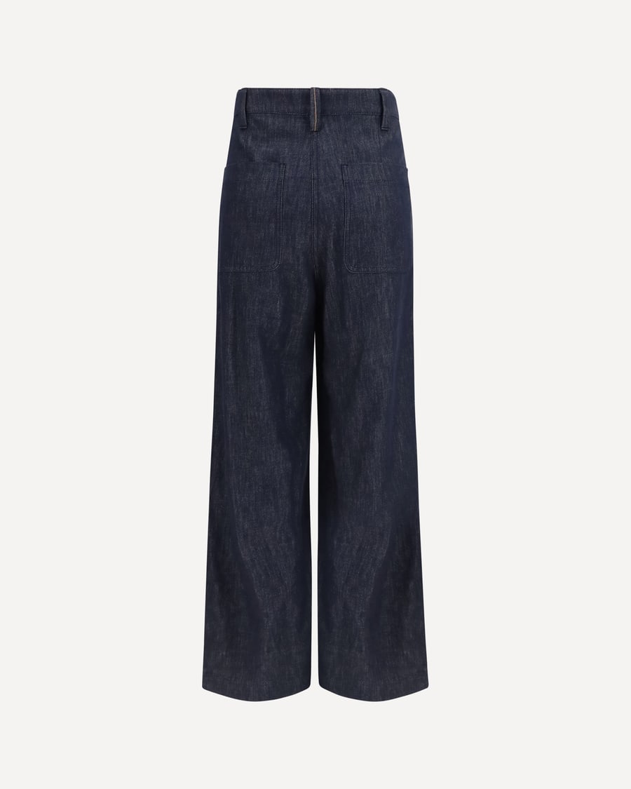 Brunello Cucinelli Denim effect twill wide Pants, view 2