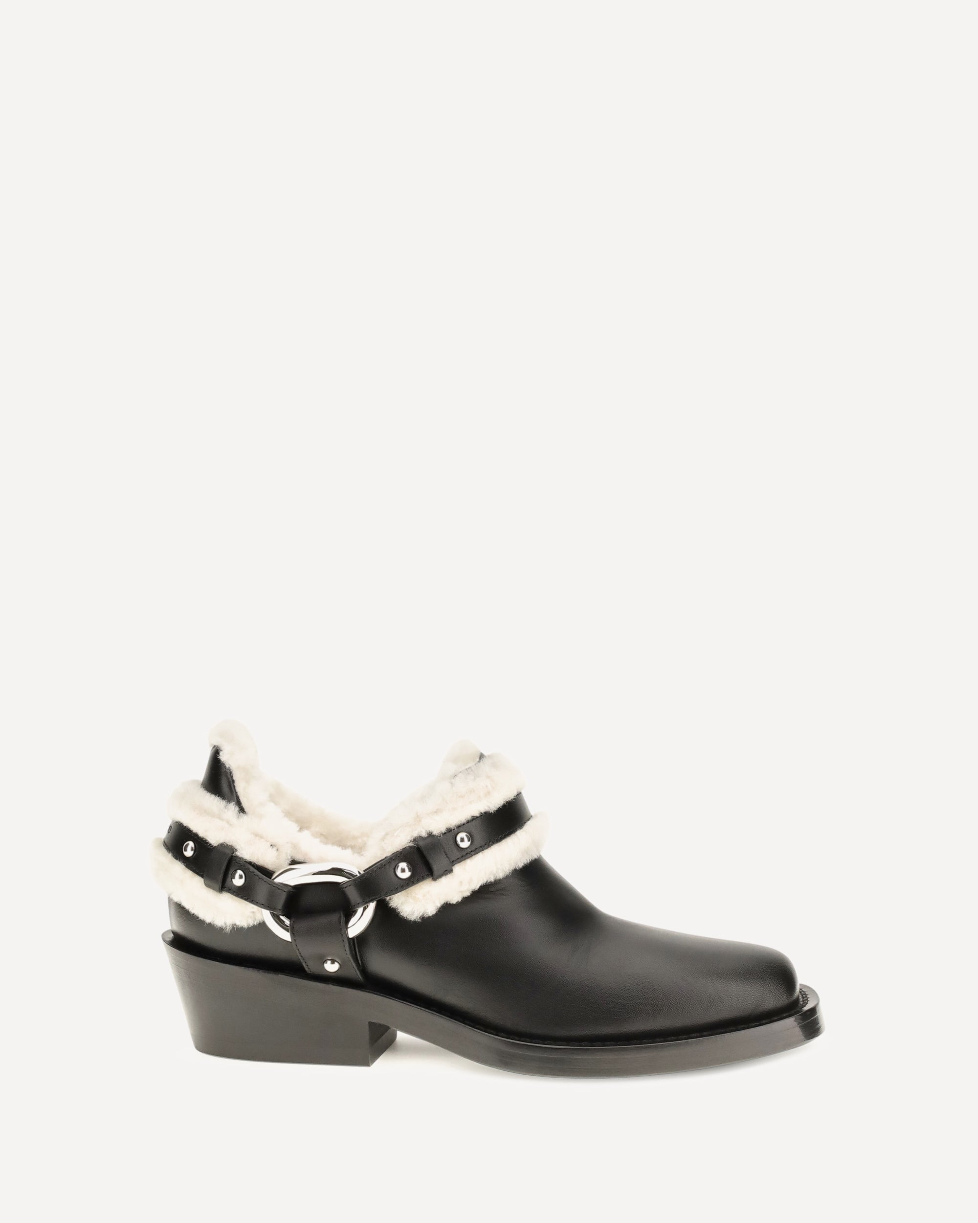 RABANNE Shearling trim biker ankle Boots