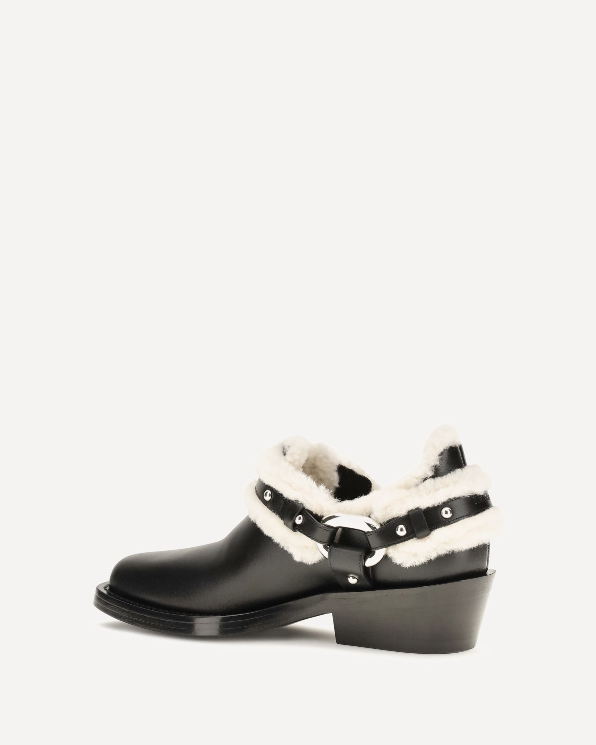 RABANNE Shearling trim biker ankle Boots, view 2