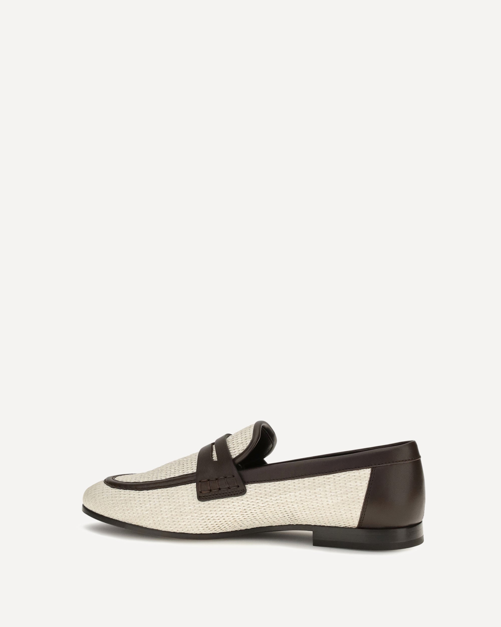 Brunello Cucinelli Two-tone leather and raffia Loafers, view 2