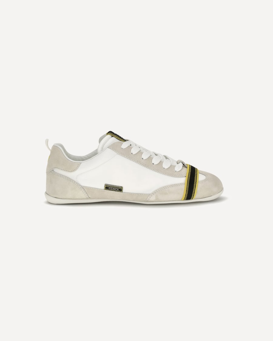 Fendi Wrap suede and fabric Sneakers, view 3