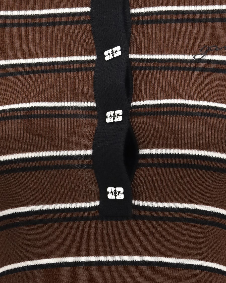 Ganni Striped wool polo Dress, view 5