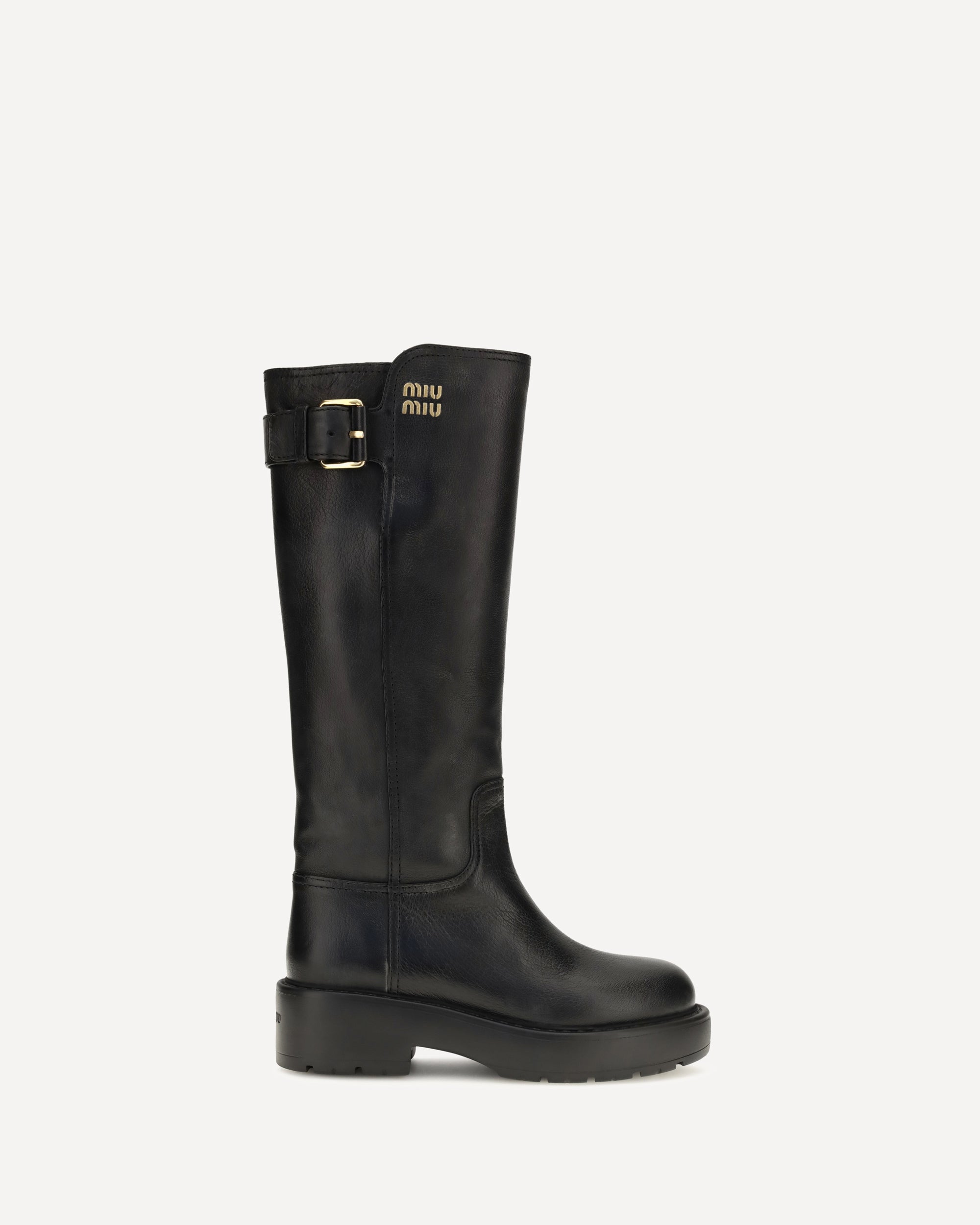 Miu Miu Leather knee-high Boots with buckle detail