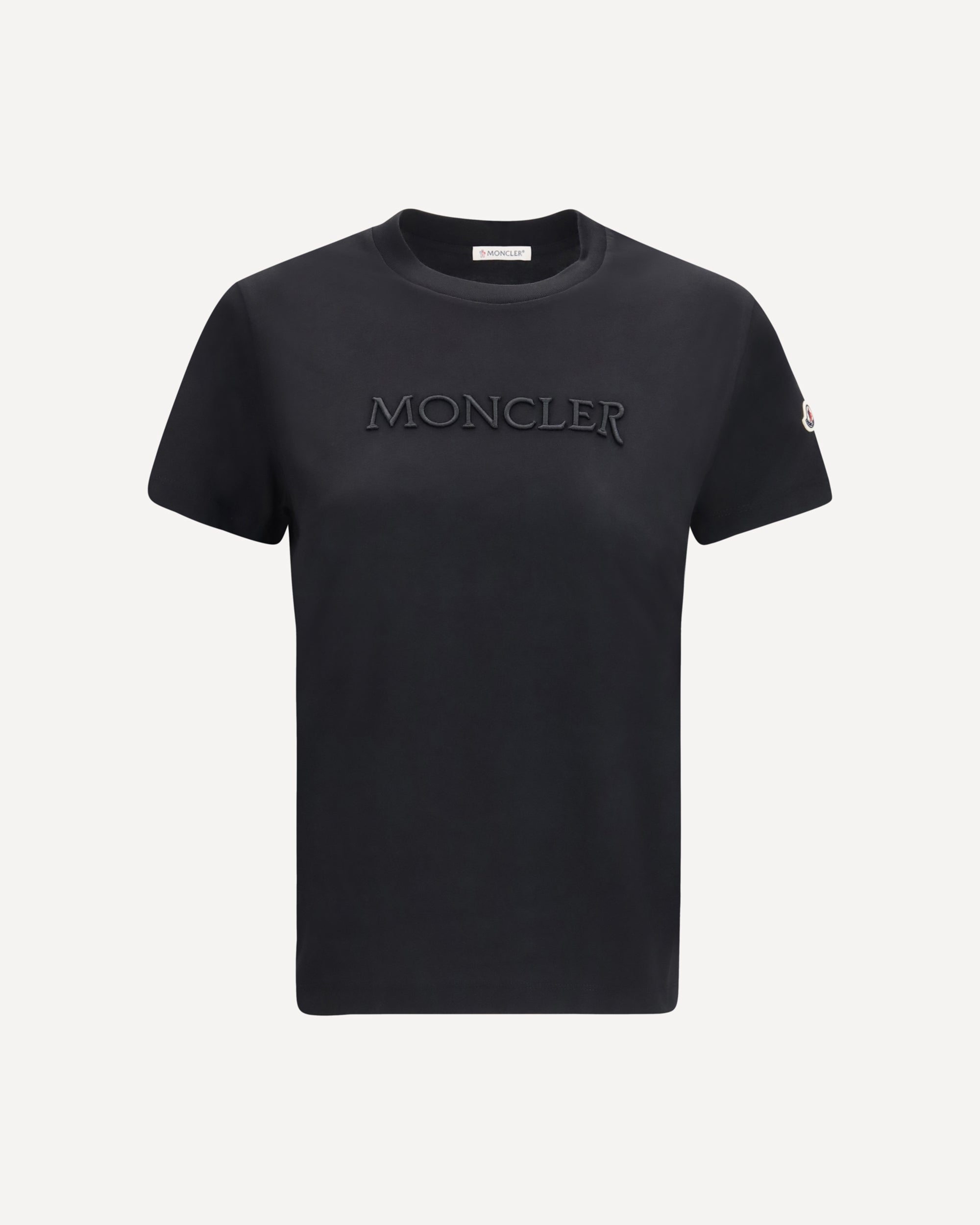Moncler Cotton T-shirt with a tone on tone embroidered logo