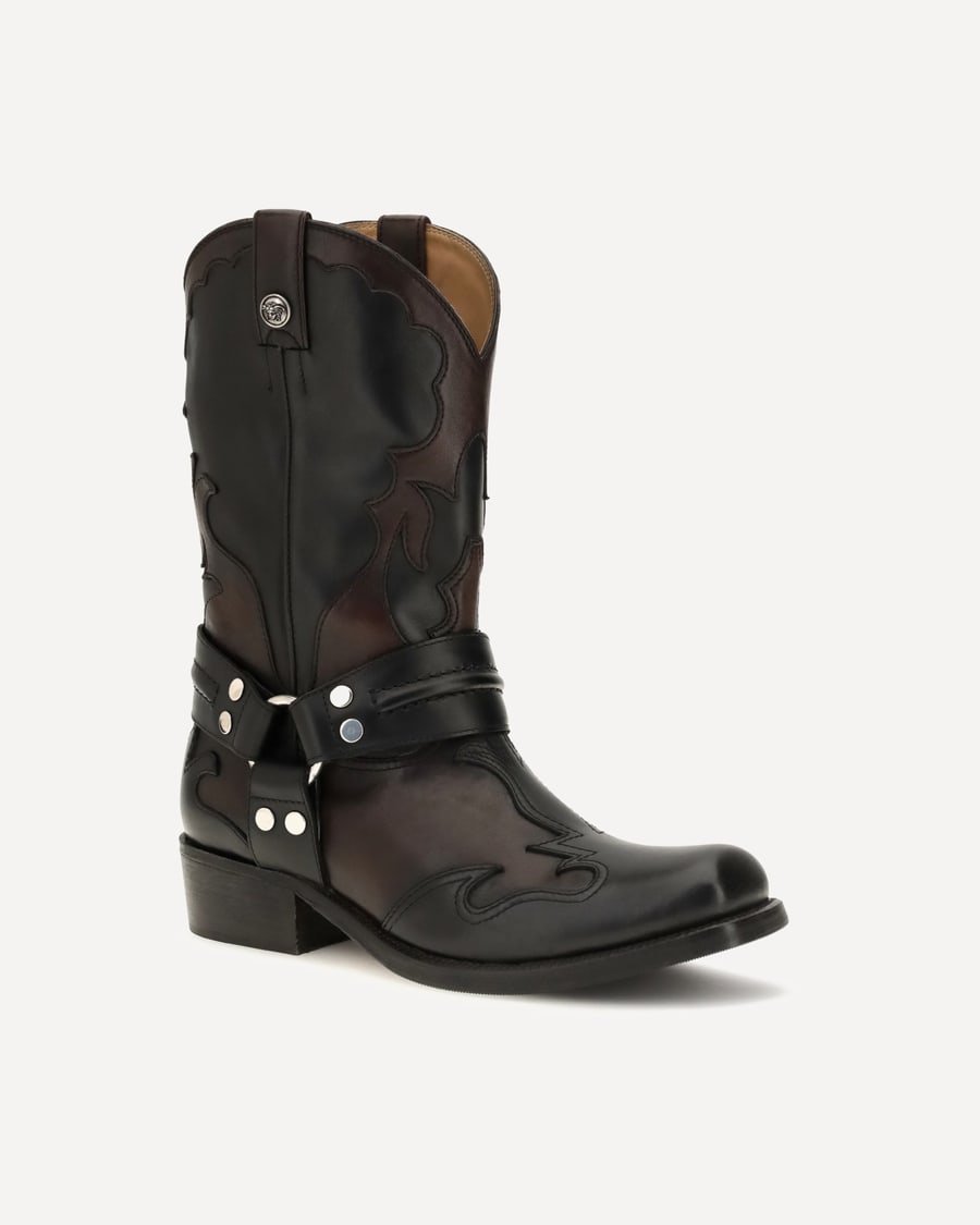 Versace Sylvester leather Cowboy Boots, view 4