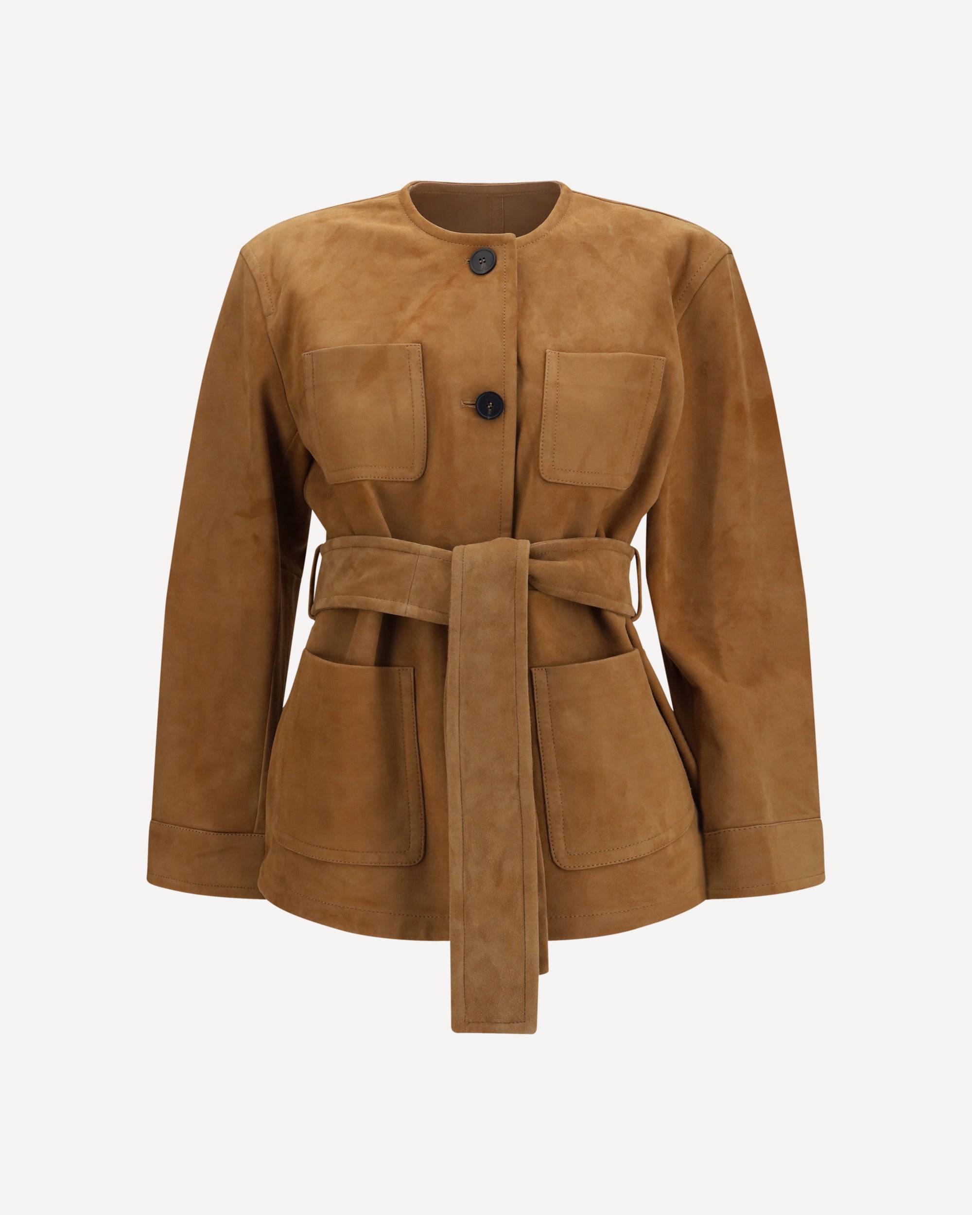 Max Mara Studio Suede leather Jacket with belt