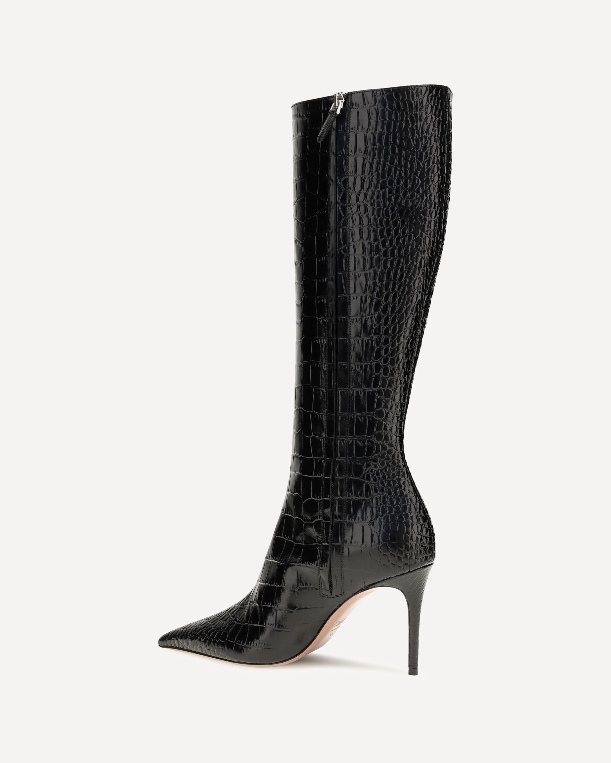 PARIS TEXAS Vera crocodile-effect leather knee-high Boots, view 2