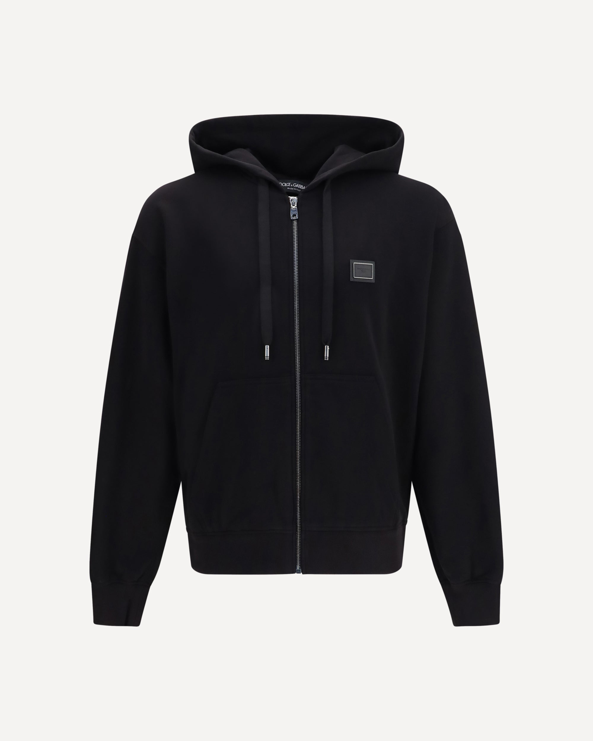 Dolce & Gabbana Cotton Hooded Sweatshirt with DG plaque