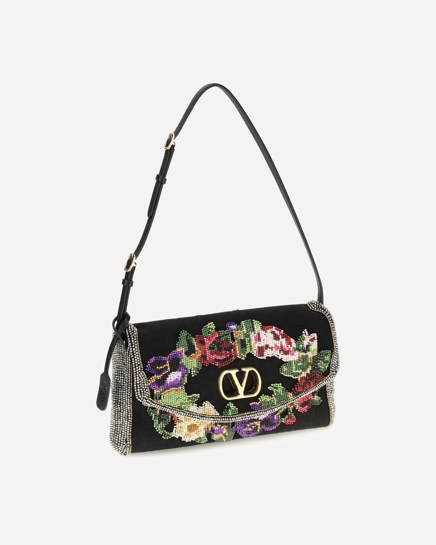 Valentino Garavani Small Devain embroidered Shoulder Bag, view 4