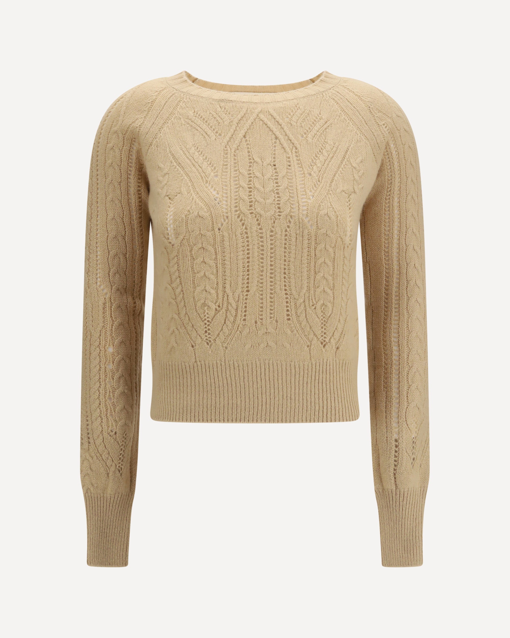 ERMANNO SCERVINO Long sleeve cable knit and openwork cashmere Sweater