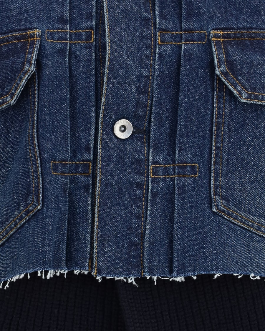 SACAI Denim Jacket with wool knit layer, view 5