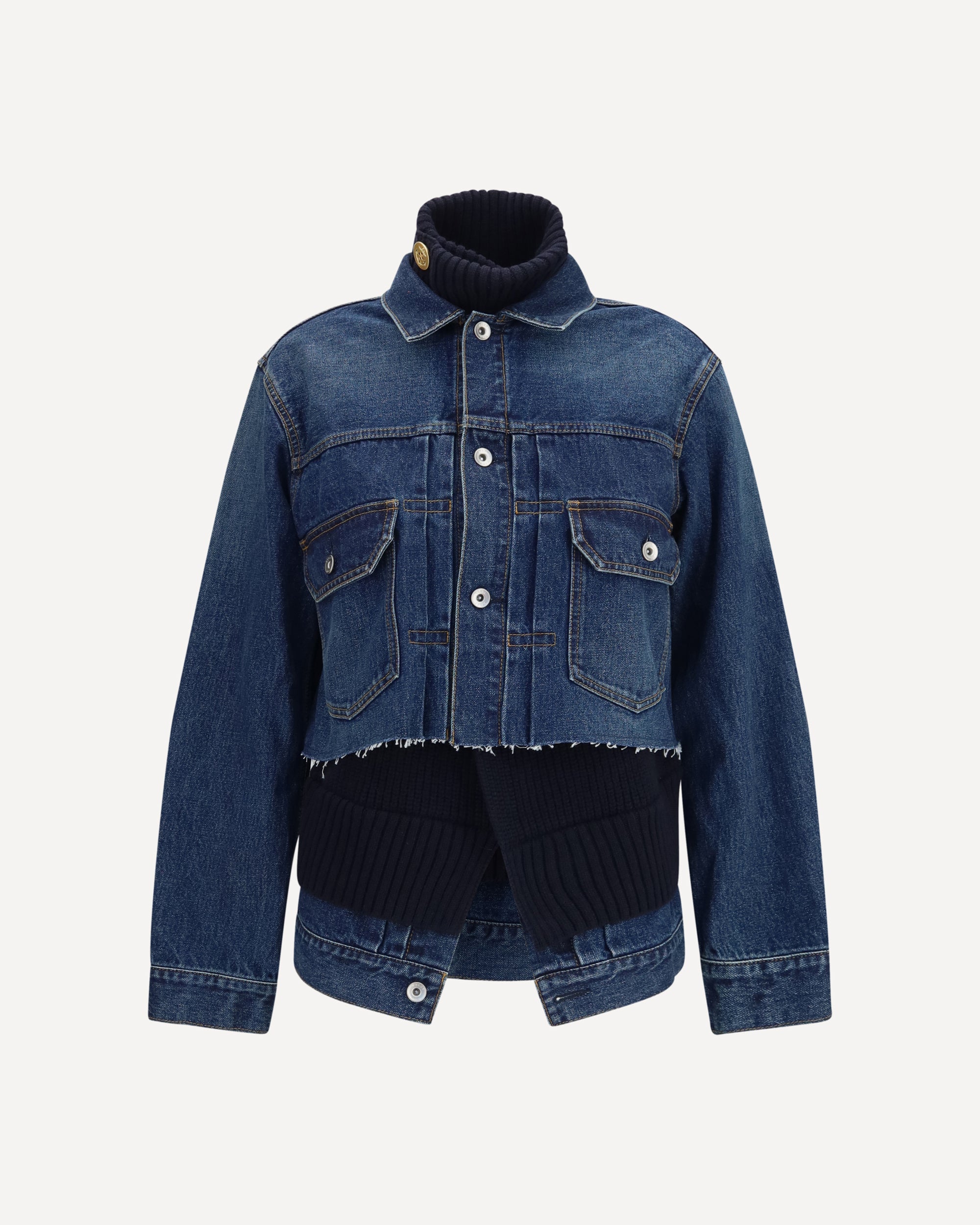 SACAI Denim Jacket with wool knit layer