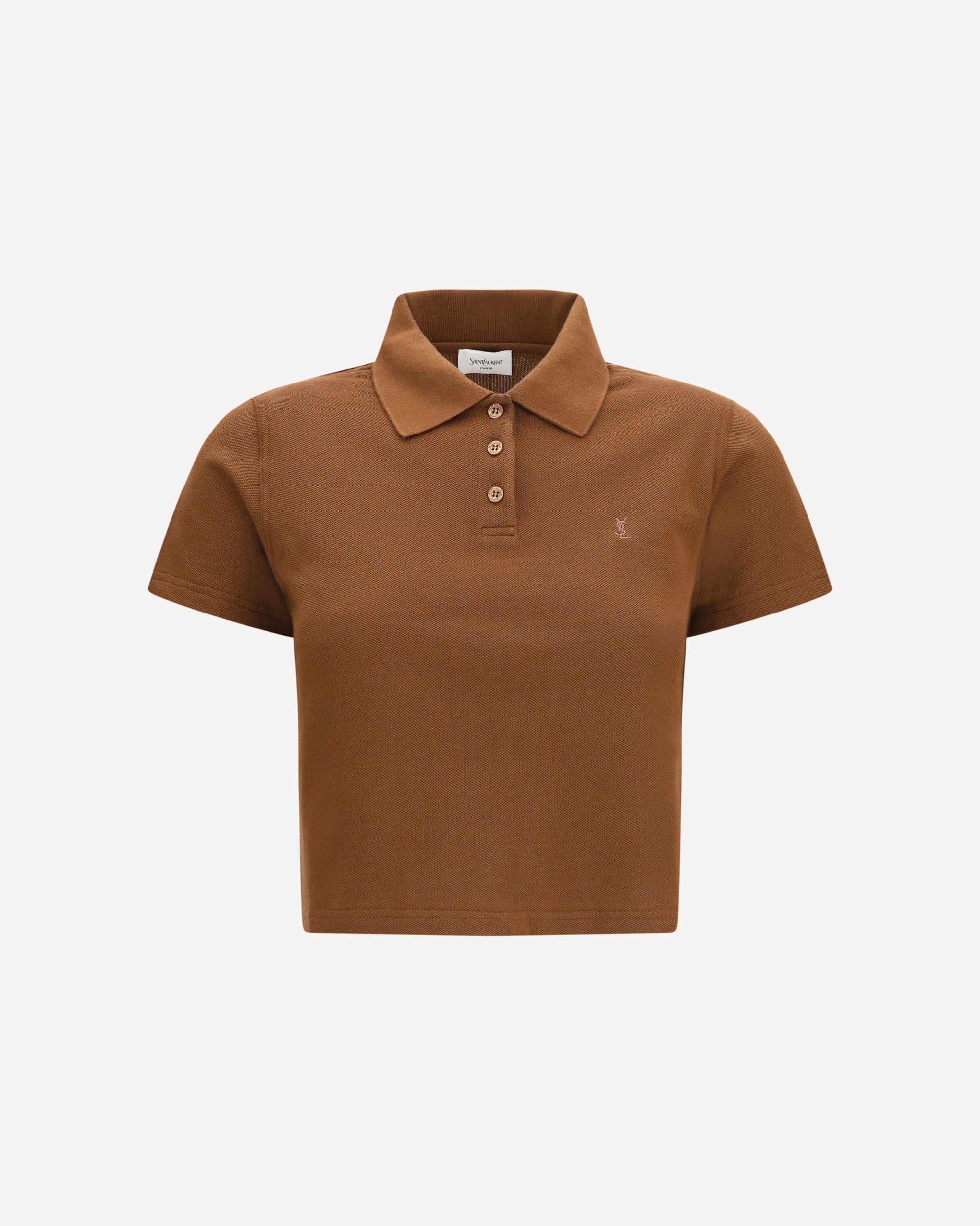Saint Laurent Cassandre short cotton piqué Polo Shirt