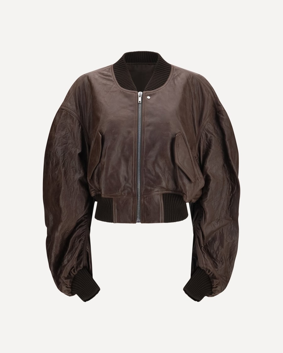 Rick Owens Cropped leather Bomber Jacket