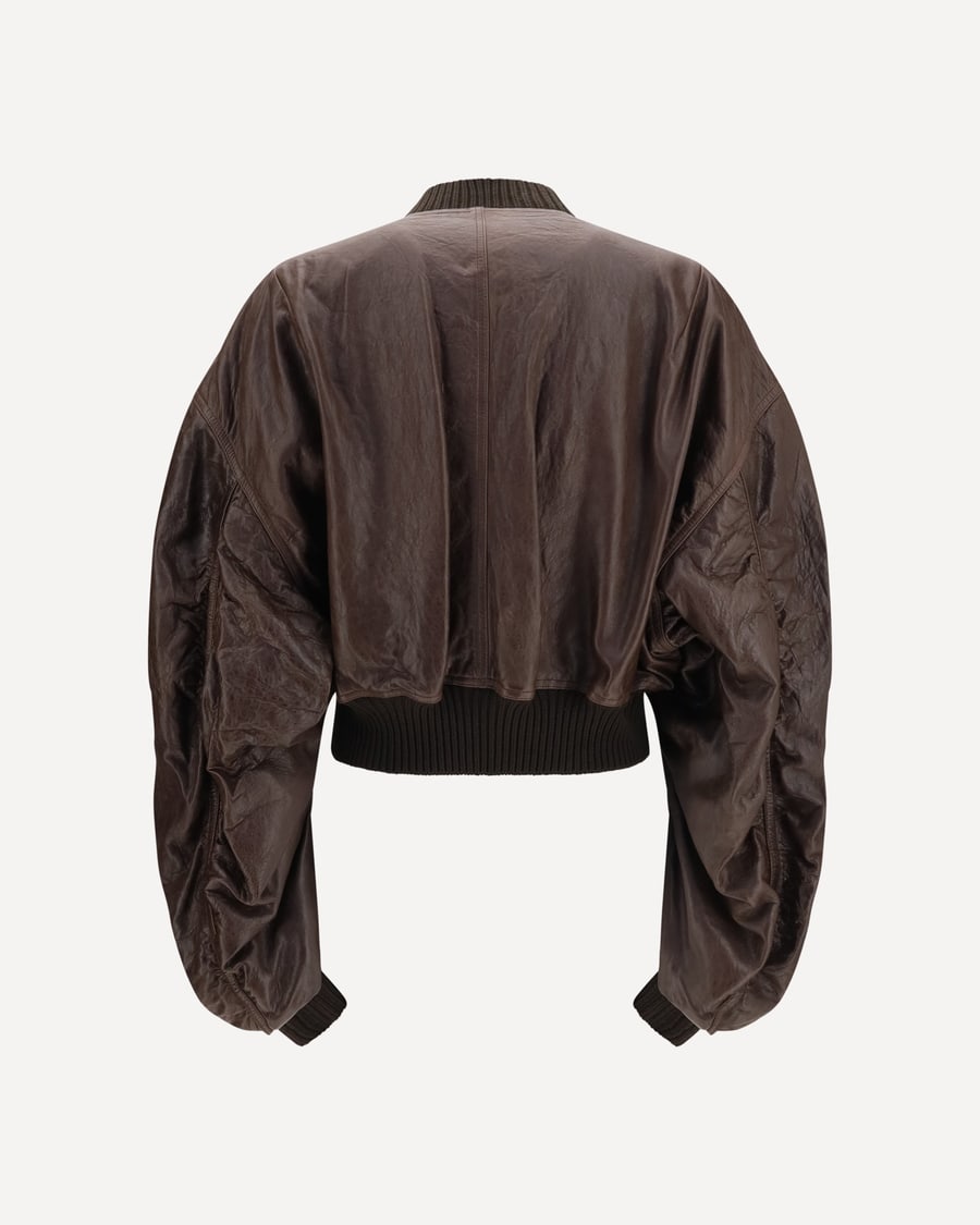 Rick Owens Cropped leather Bomber Jacket, view 2