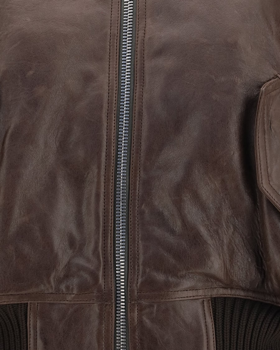 Rick Owens Cropped leather Bomber Jacket, view 5