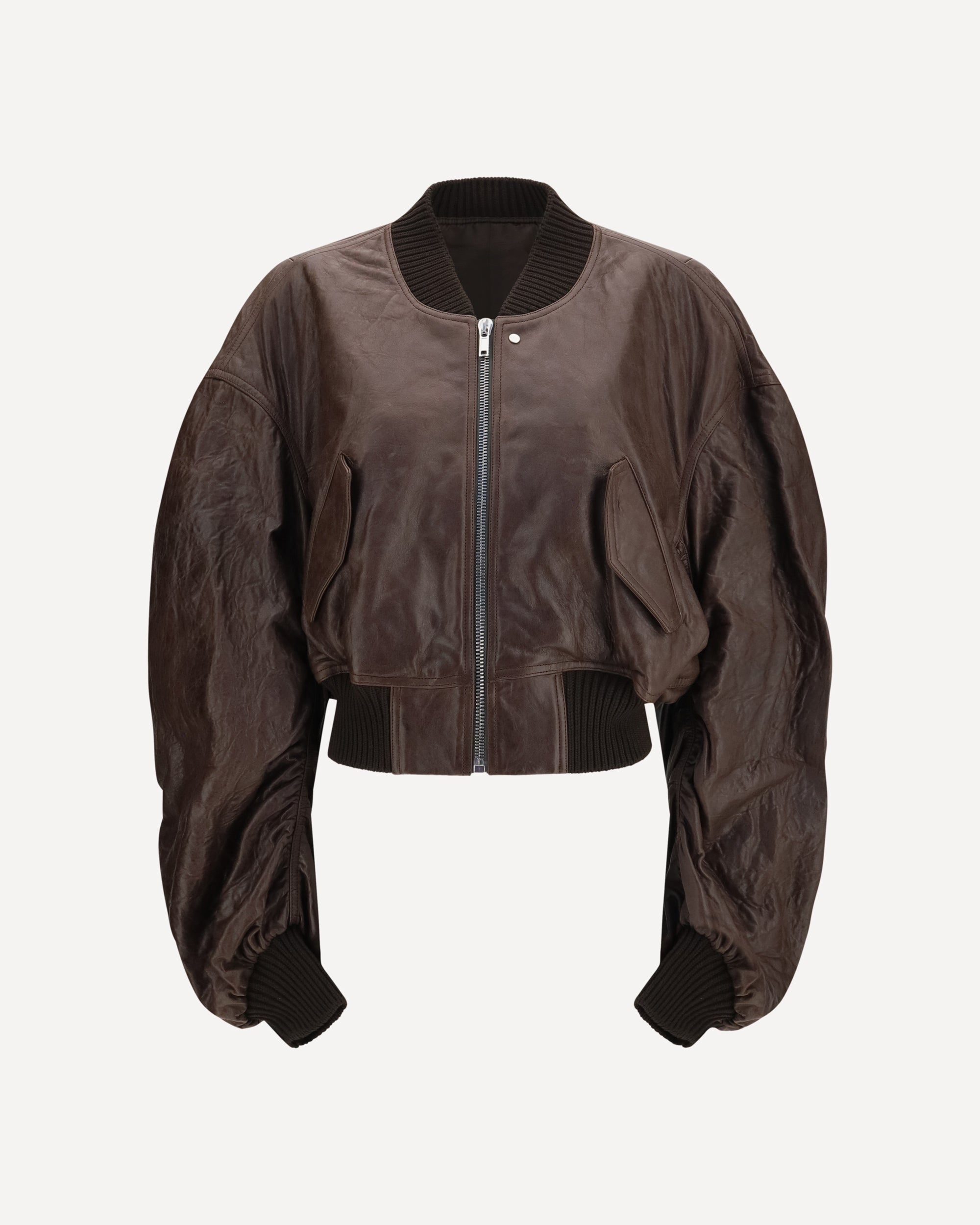 Rick Owens Cropped leather Bomber Jacket