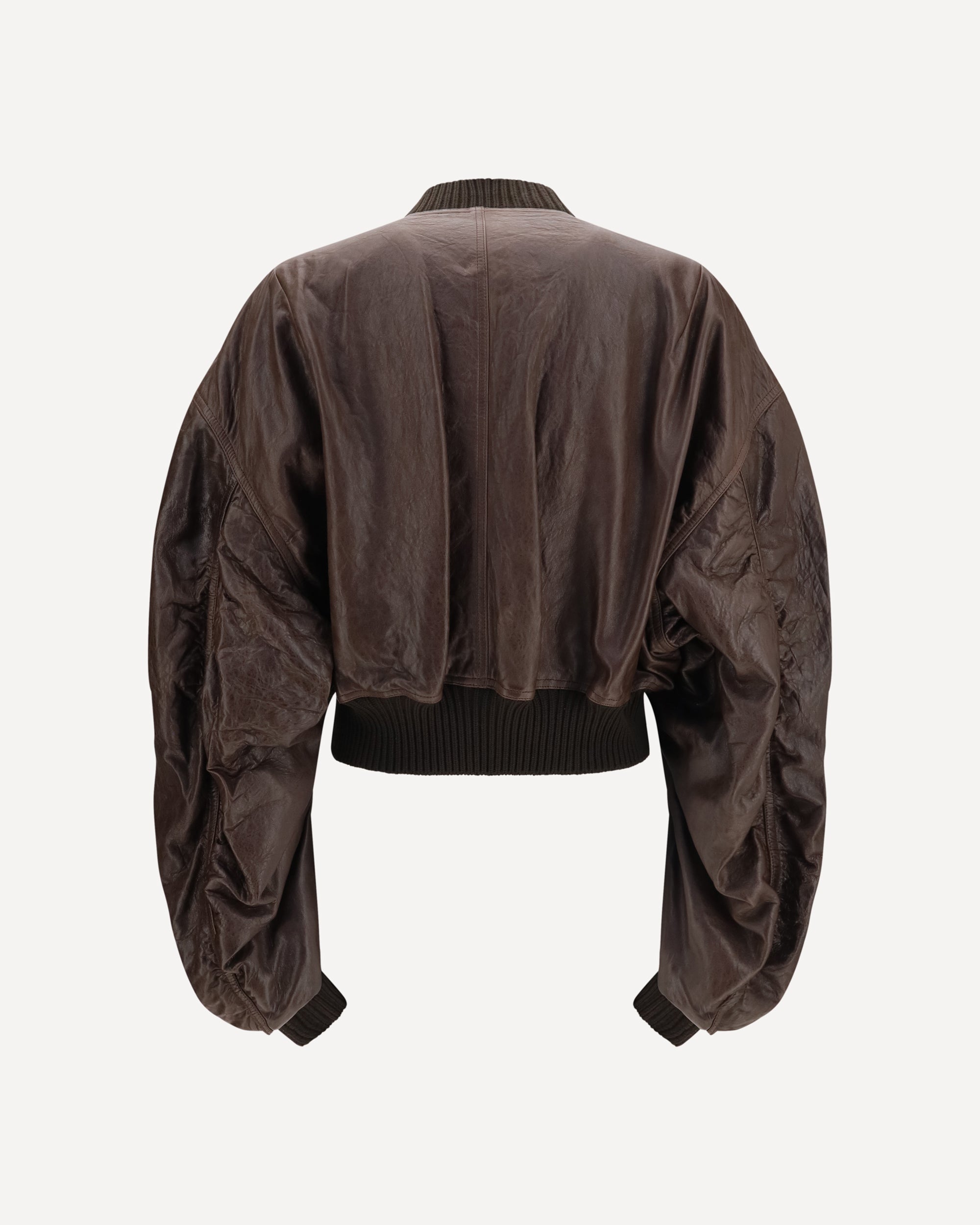 Rick Owens Cropped leather Bomber Jacket, view 2