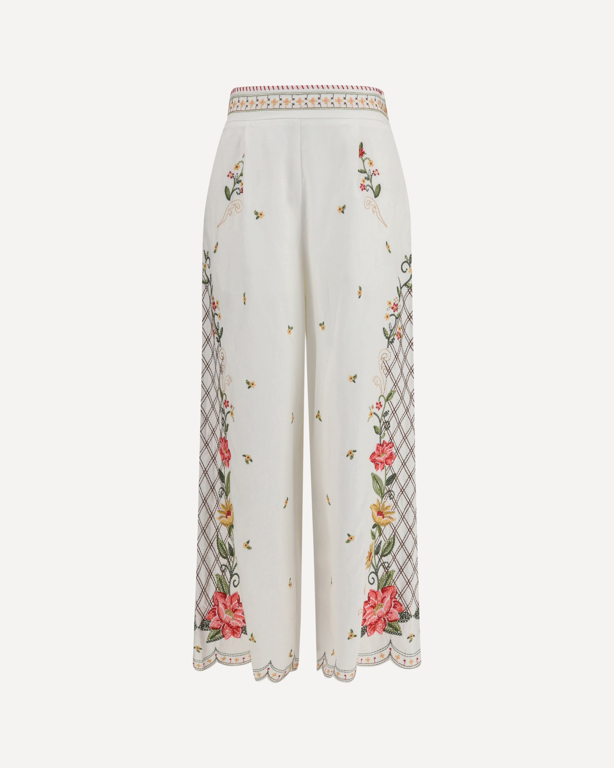 FARM RIO Floral embroidered wide-leg Pants