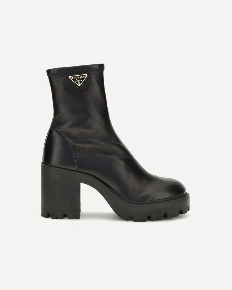 Prada Stretch leather platform ankle Boots, view 3