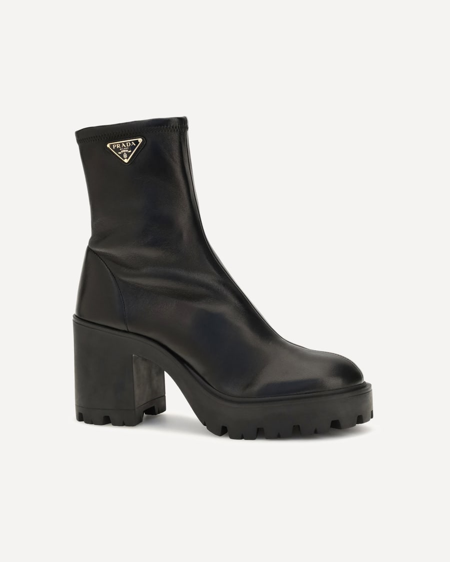 Prada Stretch leather platform ankle Boots, view 4