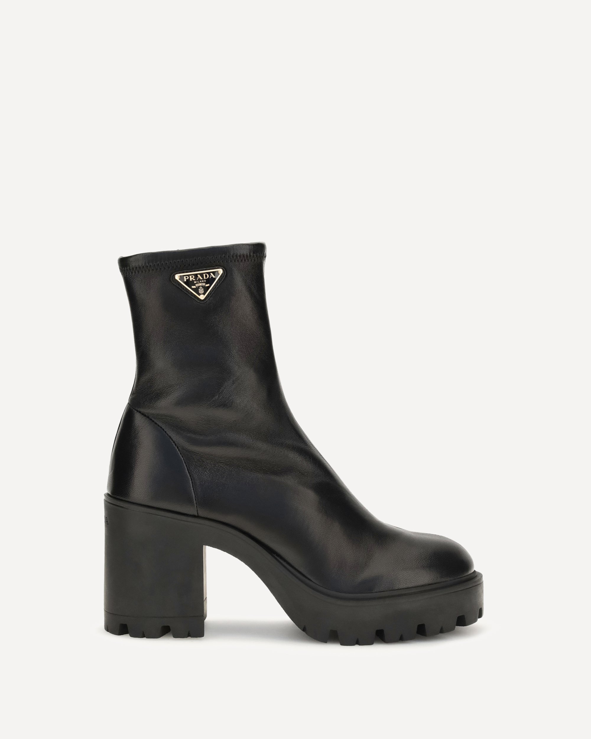 Prada Stretch leather platform ankle Boots