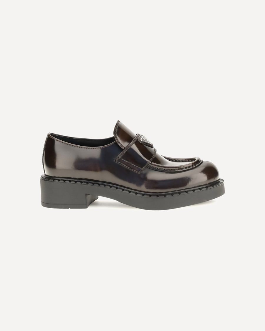 Prada Leather logo Loafers, view 3