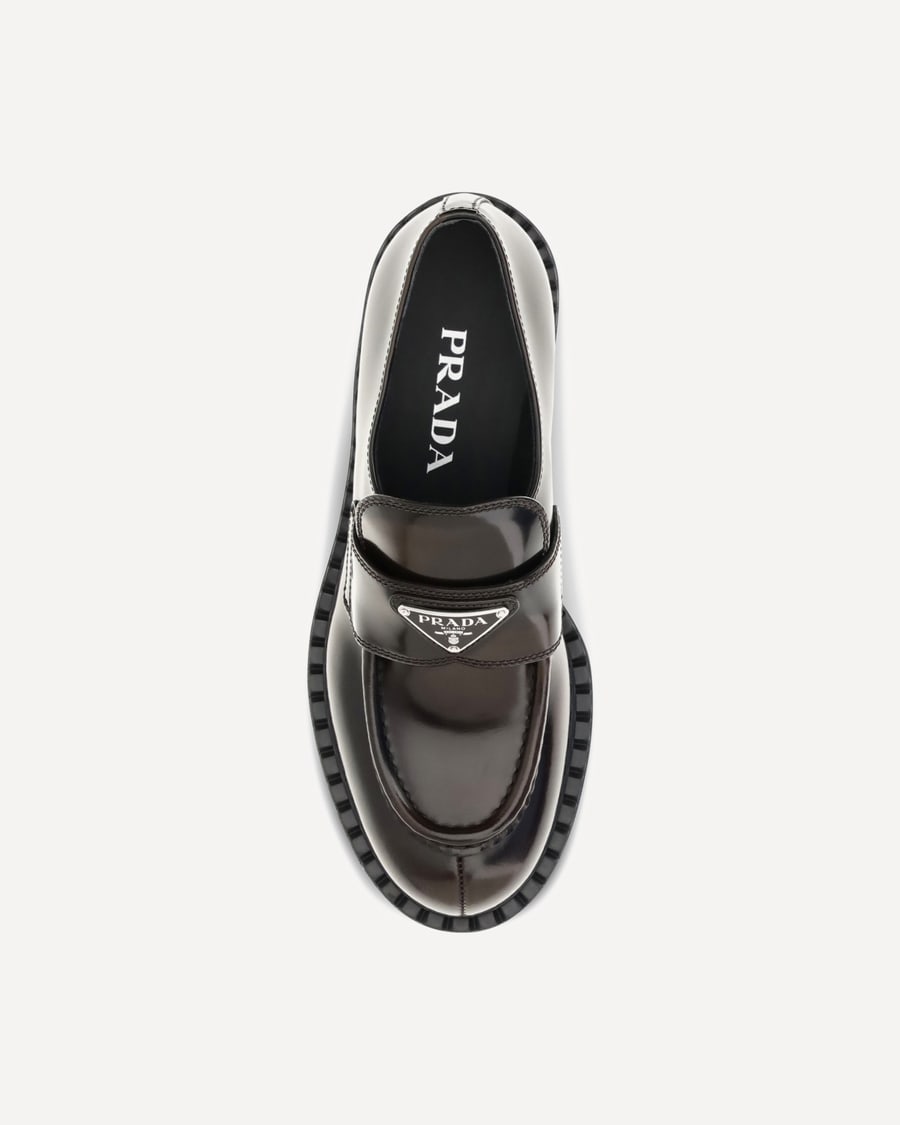 Prada Leather logo Loafers, view 6