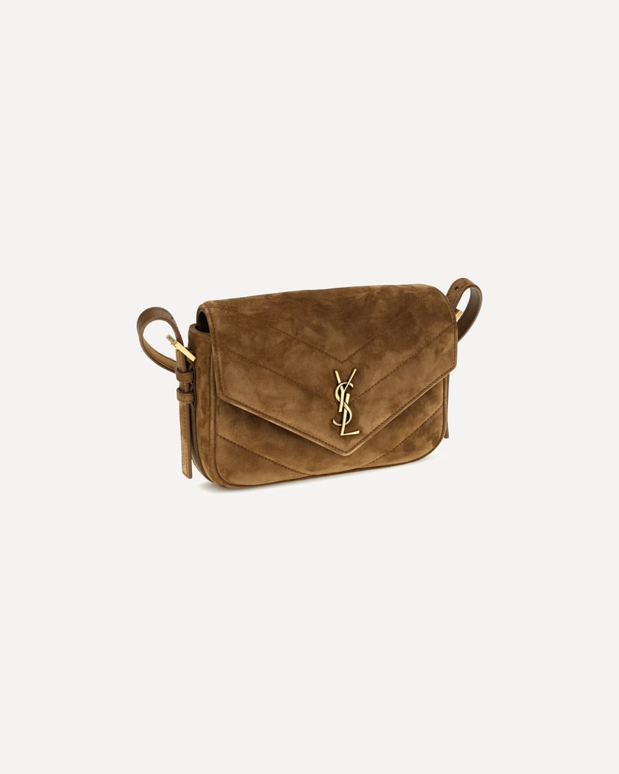 Saint Laurent Small LouLou matelassé suede Shoulder Bag, view 4