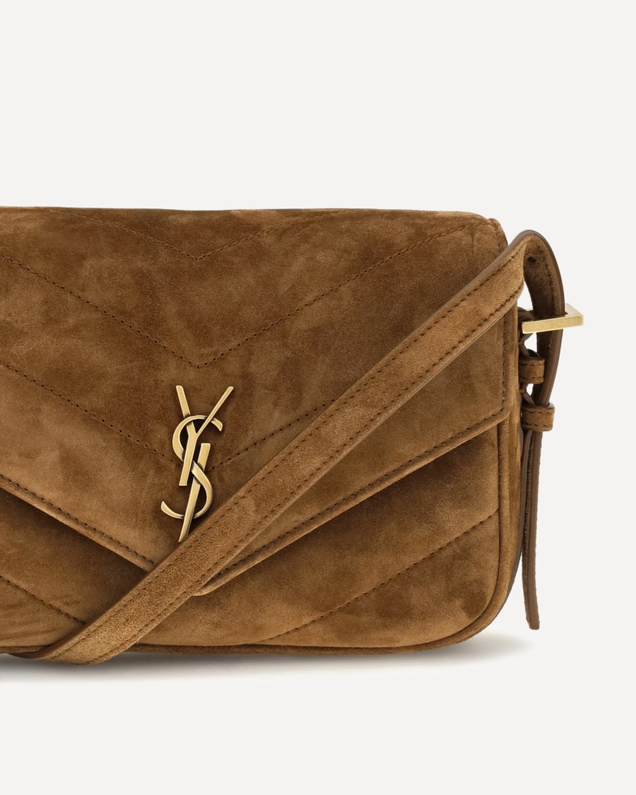 Saint Laurent Small LouLou matelassé suede Shoulder Bag, view 6