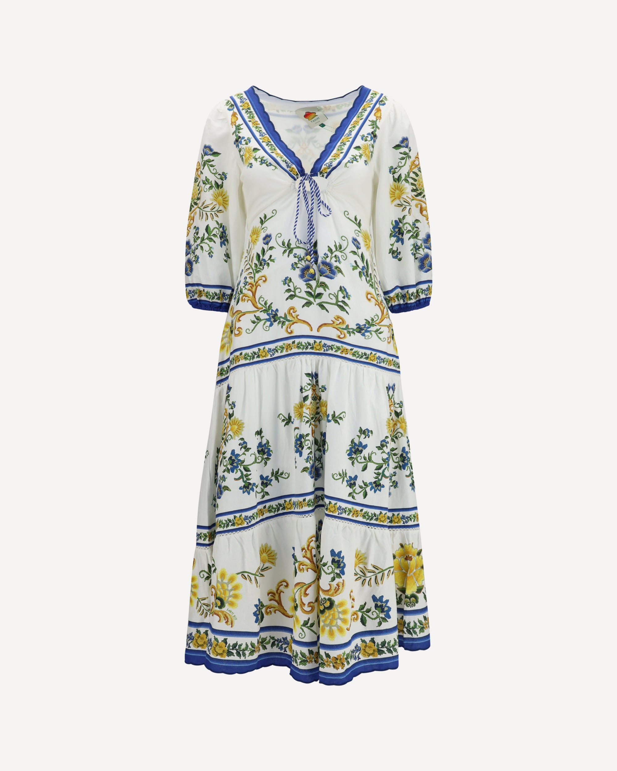 FARM RIO Emily floral print midi Dress with drawstring