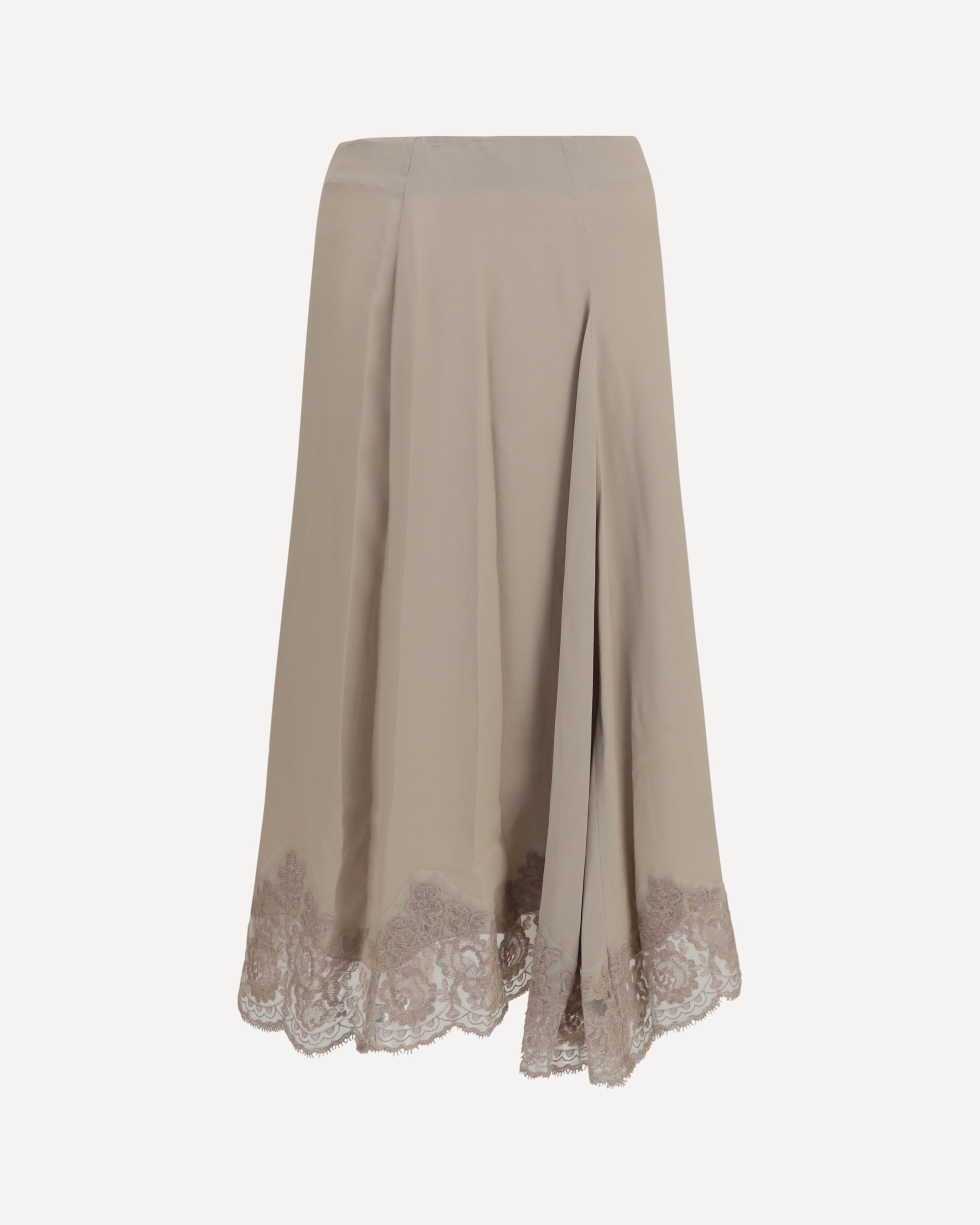 P.A.R.O.S.H. Silk blend midi Skirt with lace hem