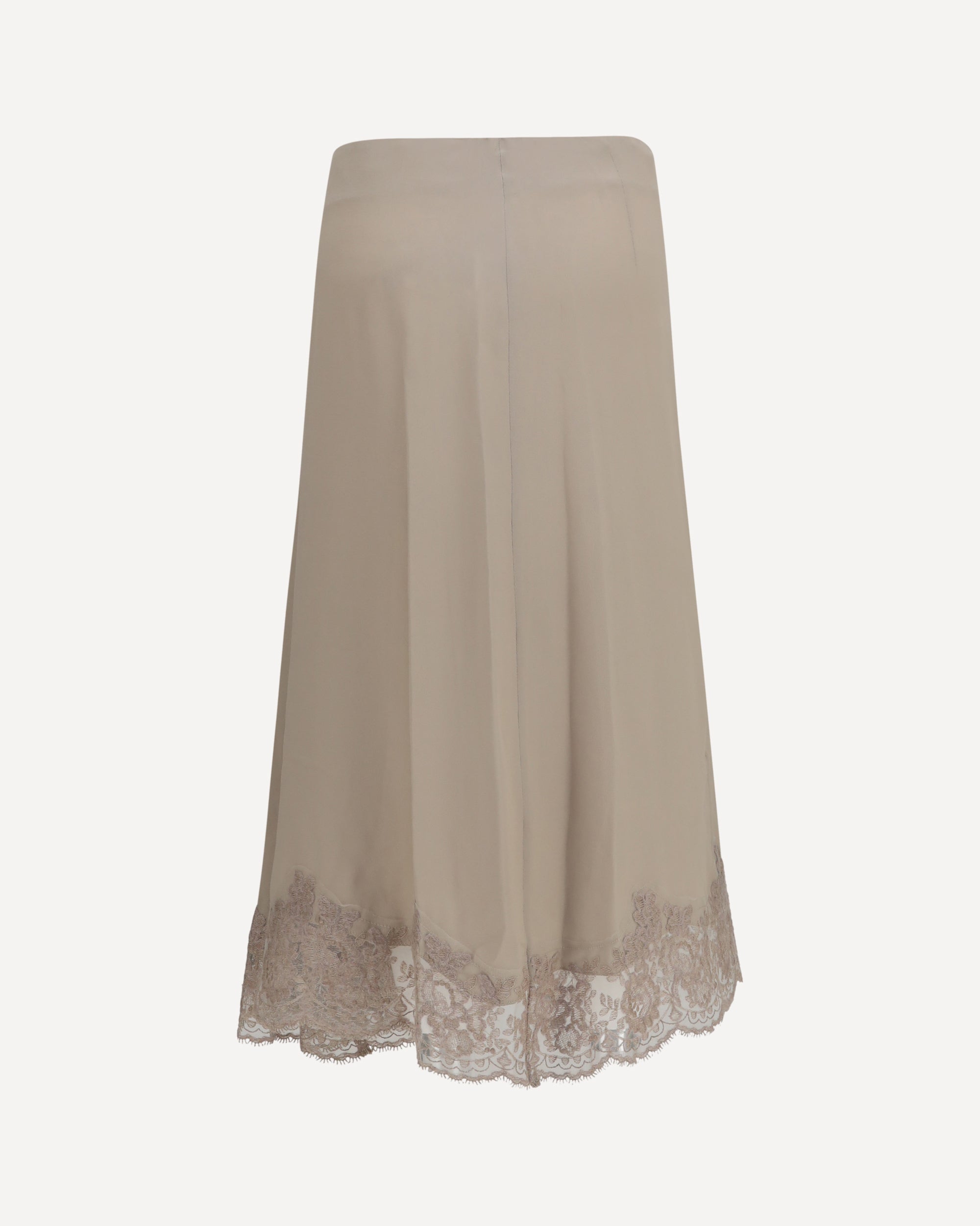 P.A.R.O.S.H. Silk blend midi Skirt with lace hem, view 2