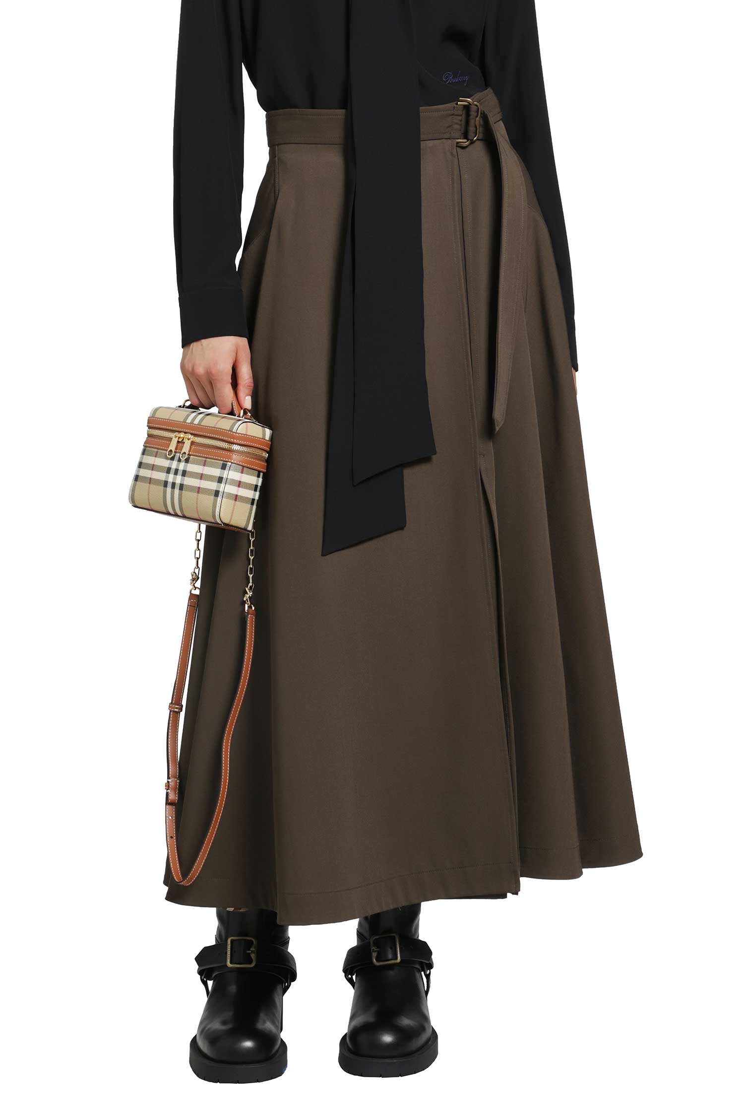 Burberry Wool Twill Midi Skirt