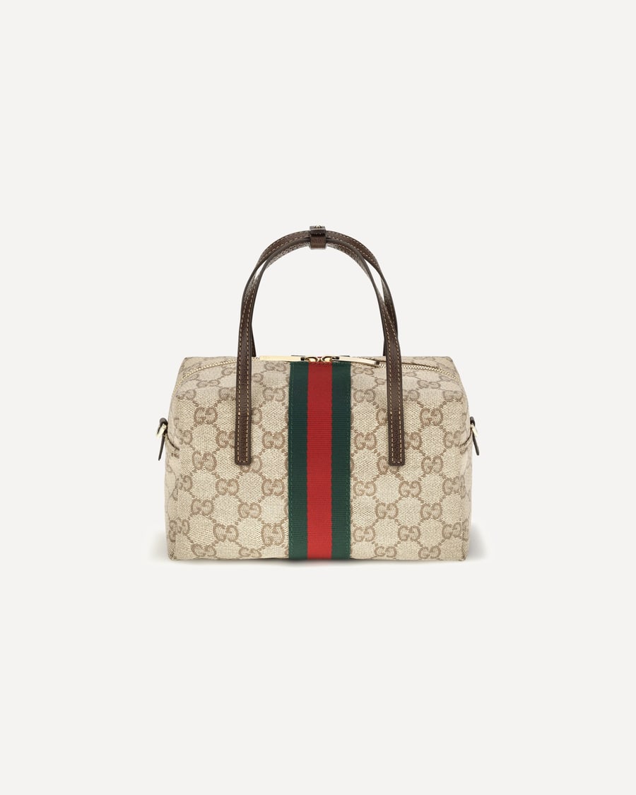 Gucci Mini Boston Handbag with Web stripe, view 3