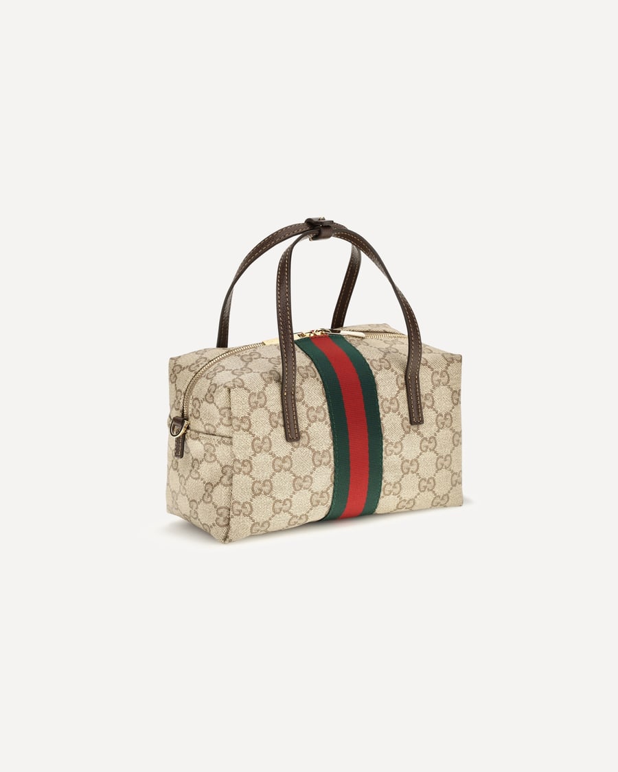 Gucci Mini Boston Handbag with Web stripe, view 4