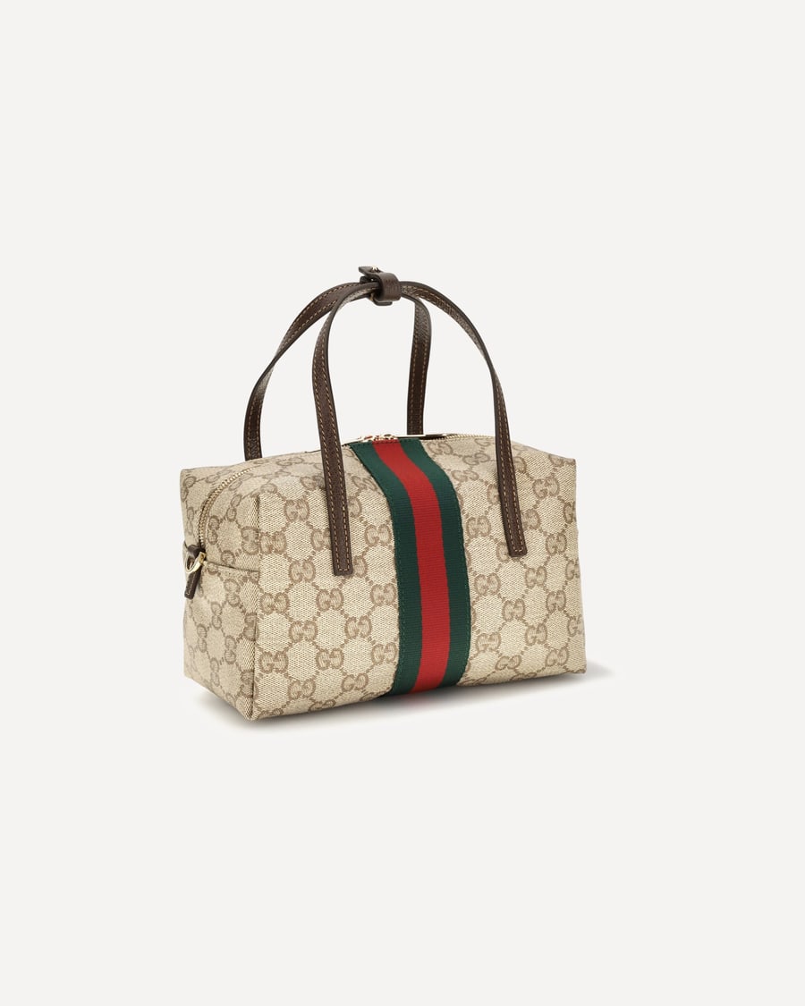 Gucci Mini Boston Handbag with Web stripe, view 5