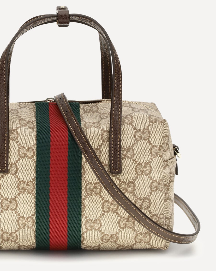 Gucci Mini Boston Handbag with Web stripe, view 6
