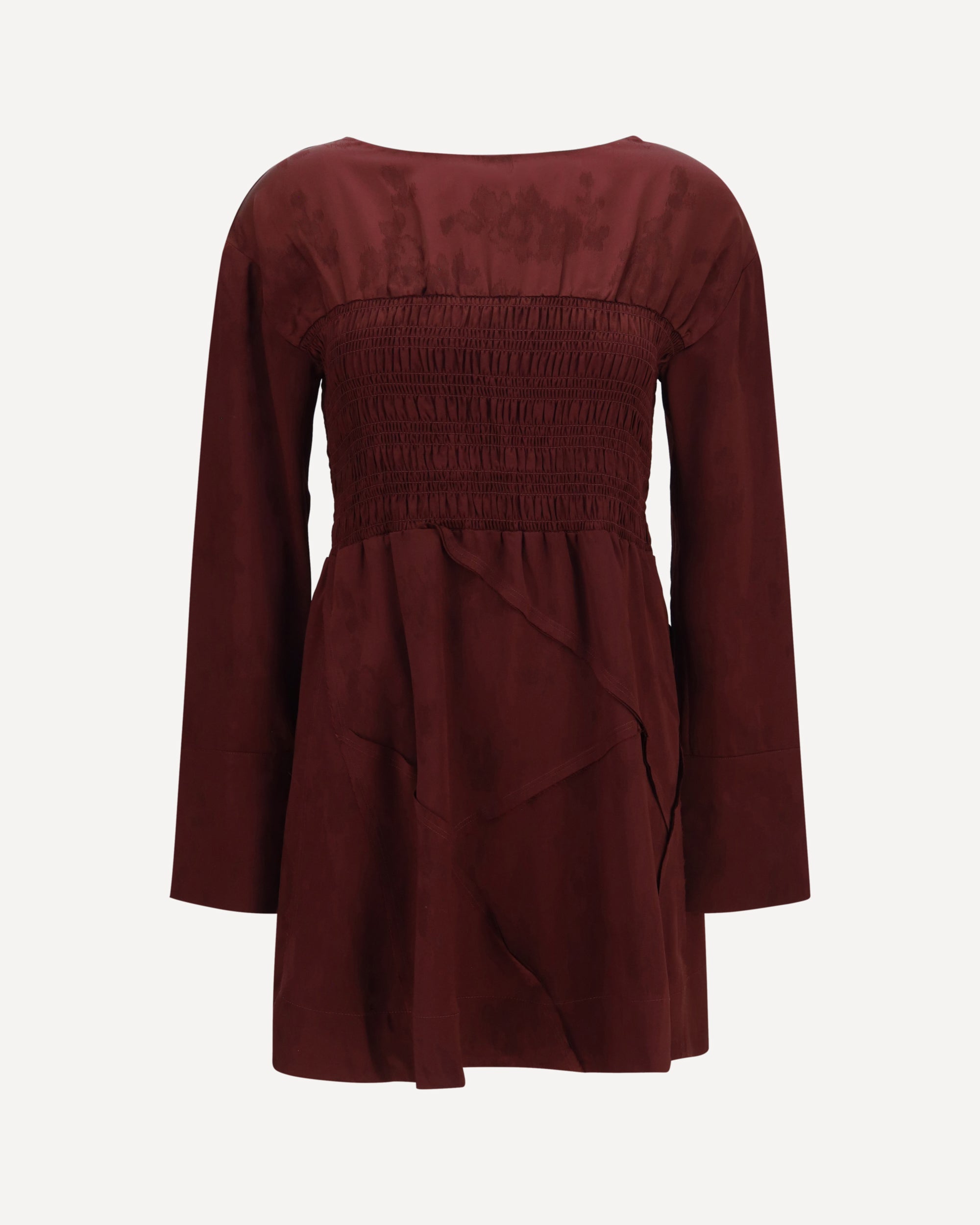 Ganni Long-sleeve satin Mini Dress