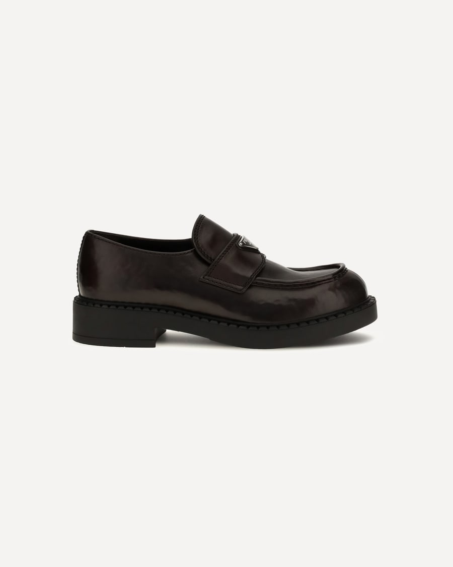 Prada Brushed leather Loafers with triangle logo, view 3