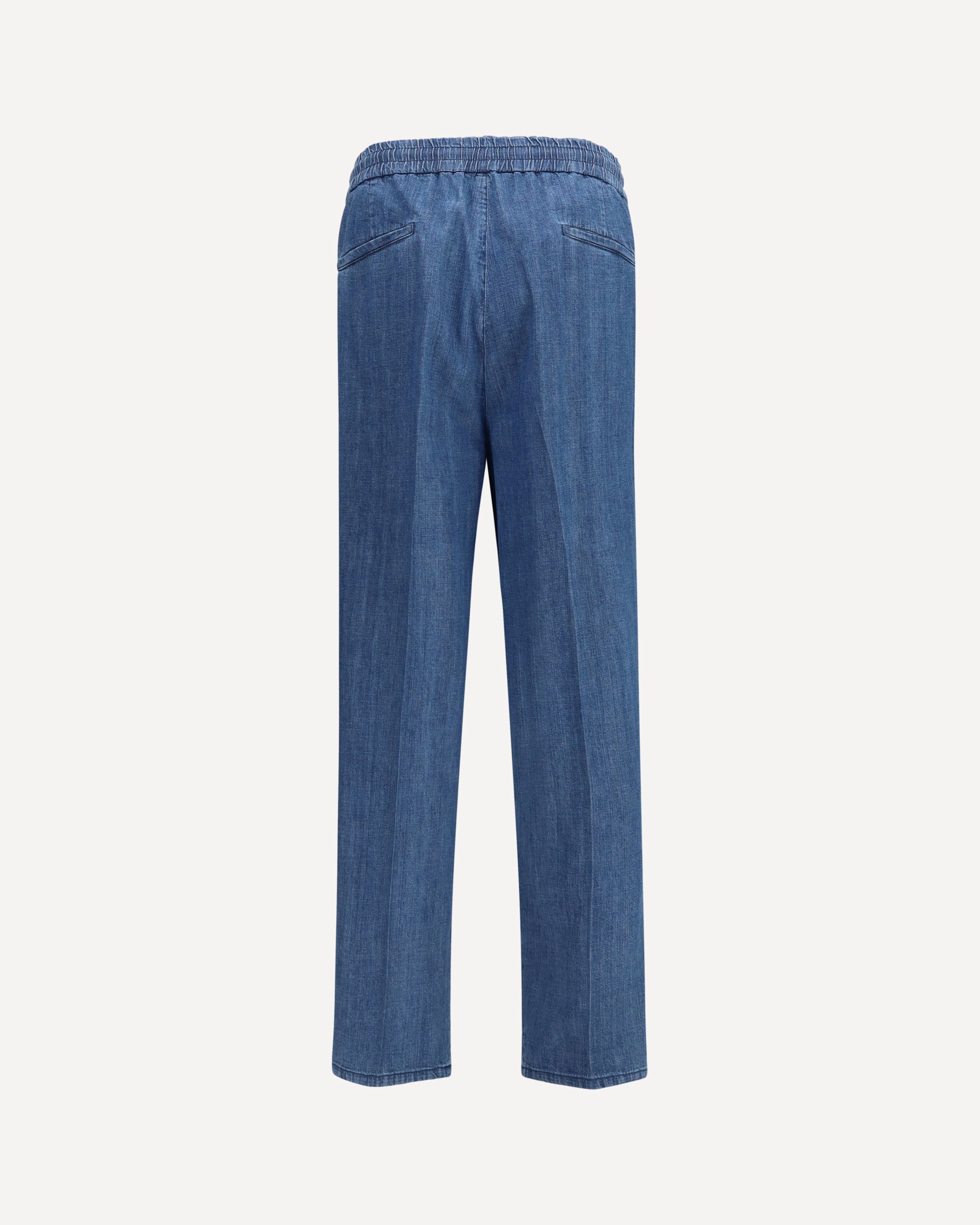 Brunello Cucinelli Lightweight denim Pants with drawstring and double pleats, view 2