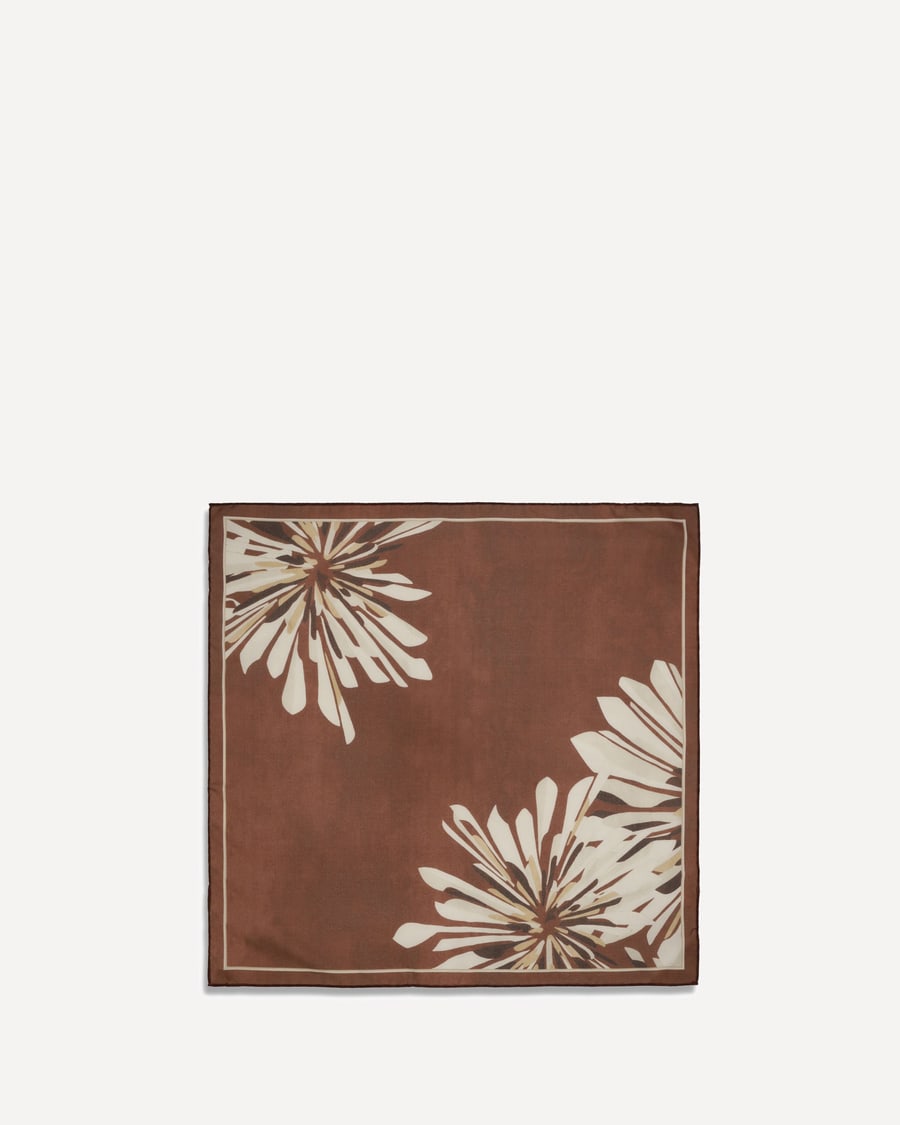 Brunello Cucinelli Bloom Print silk Pongée Scarf, view 2