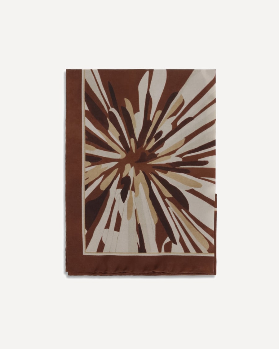 Brunello Cucinelli Bloom Print silk Pongée Scarf, view 3