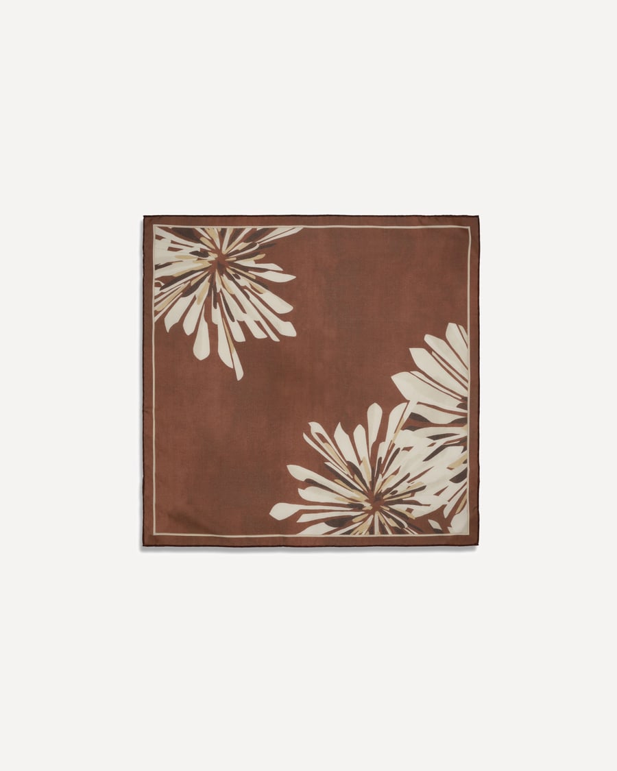 Brunello Cucinelli Bloom Print silk Pongée Scarf, view 4