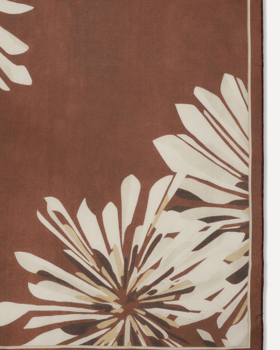 Brunello Cucinelli Bloom Print silk Pongée Scarf, view 5