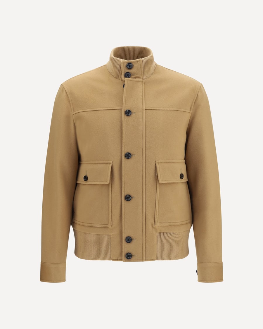 LARDINI Buttoned Jacket with ribbed trims, view 3