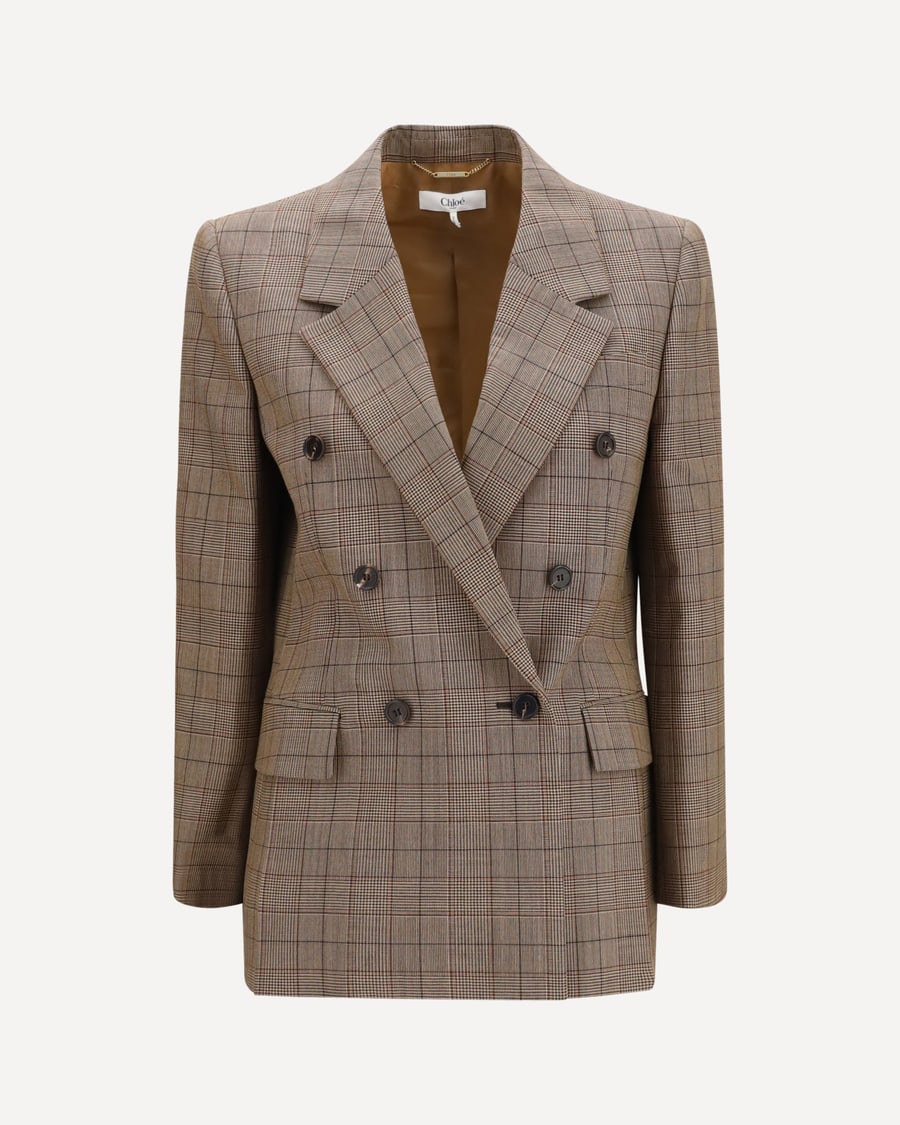 Chloé Checked double-breasted Blazer, view 3
