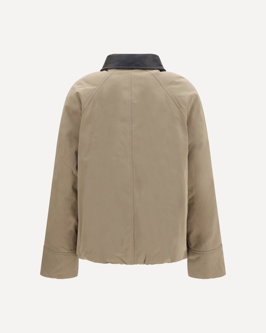 Brunello Cucinelli Padded down Jacket with leather collar, view 2